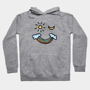 Sun Moon Rainbow Winking Smiley Face Hoodie